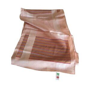 Glentex Scarf Peach Pink Flesh Stripe Italy Vintage